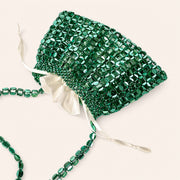 Marelune Aurelia Metallic Beaded Shoulder Bag in Green - detail view 2