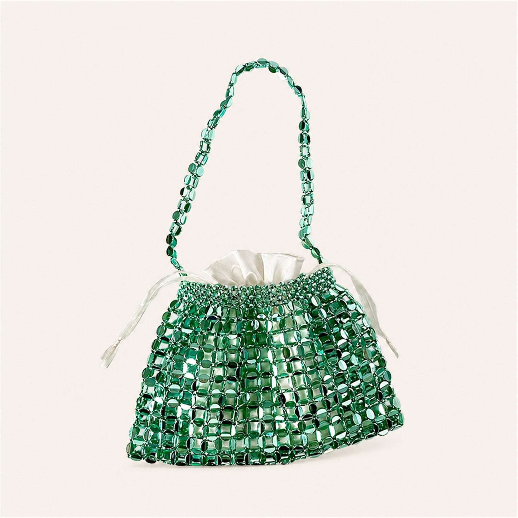 Marelune Aurelia Metallic Beaded Shoulder Bag in Green - main view 1