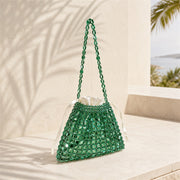 Marelune Aurelia Metallic Beaded Shoulder Bag in Green - scene view 1