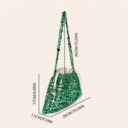 Marelune Aurelia Metallic Beaded Shoulder Bag in Green - size guide view 1