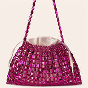 Marelune Aurelia Metallic Beaded Shoulder Bag in Magenta - detail view 1