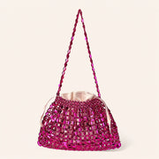 Marelune Aurelia Metallic Beaded Shoulder Bag in Magenta - main view 1