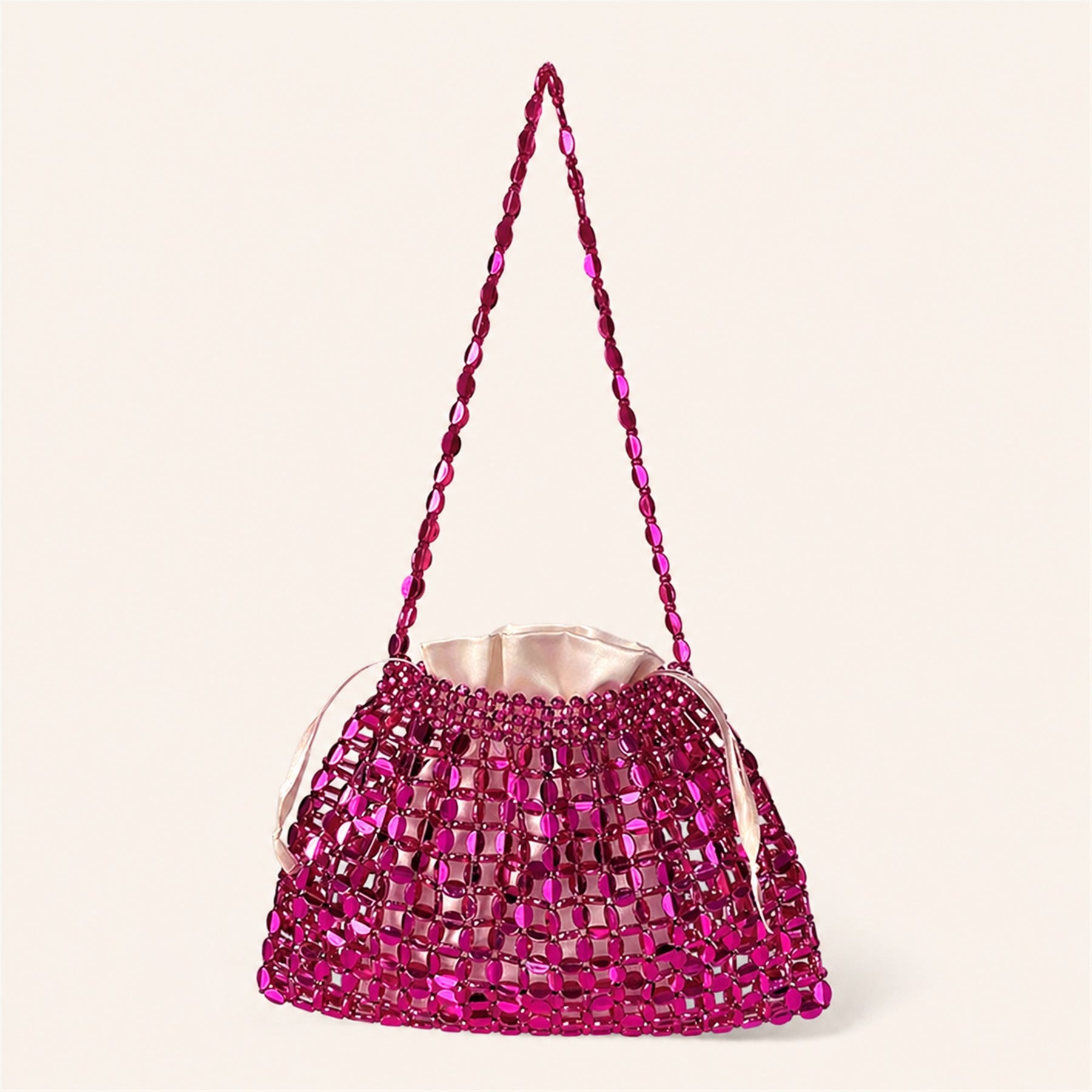Marelune Aurelia Metallic Beaded Shoulder Bag in Magenta - main view 1