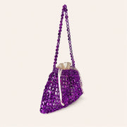 Marelune Aurelia Metallic Beaded Shoulder Bag in Purple - angle view 1