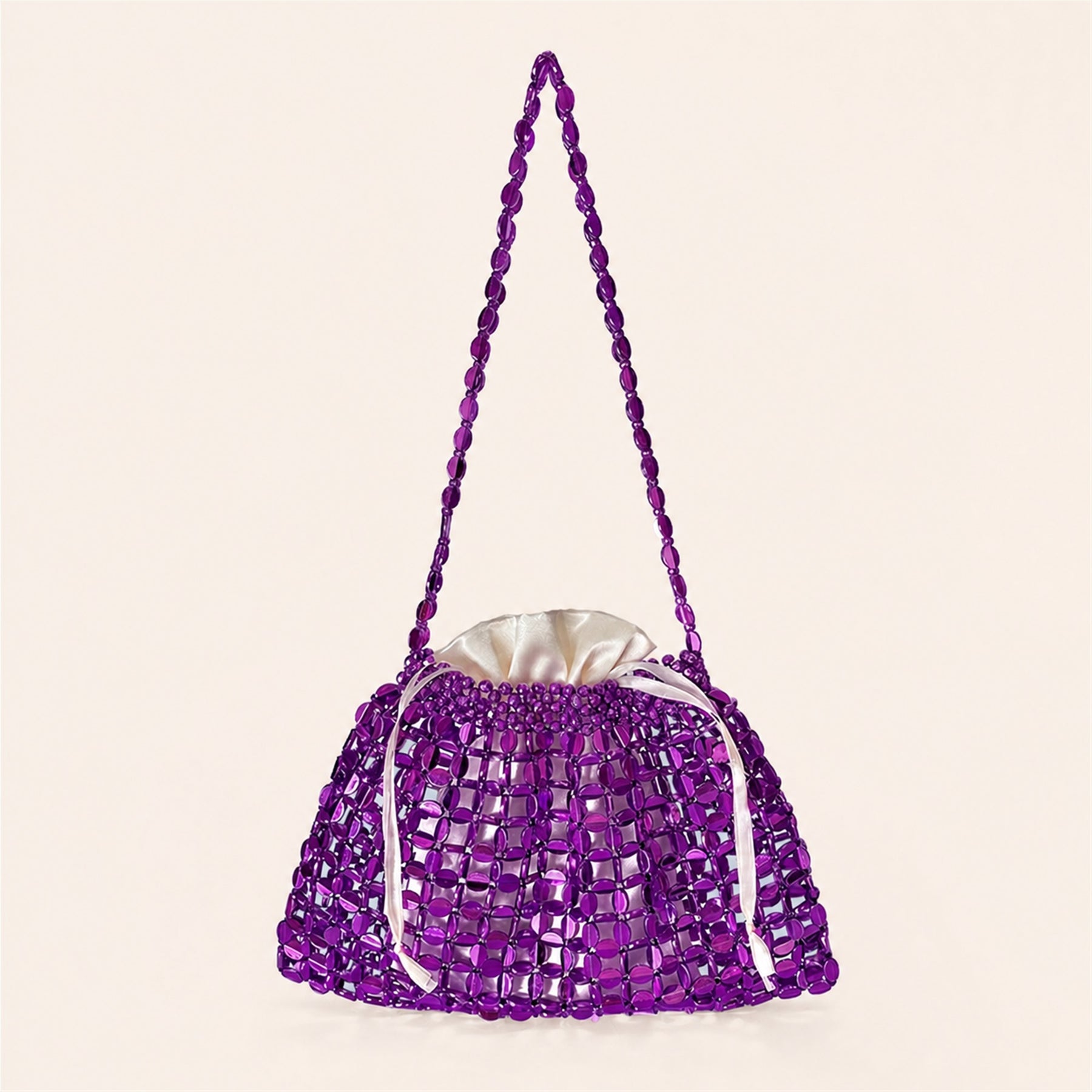 Marelune Aurelia Metallic Beaded Shoulder Bag in Purple - main view 1