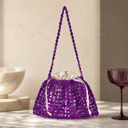 Marelune Aurelia Metallic Beaded Shoulder Bag in Purple - scene view 1