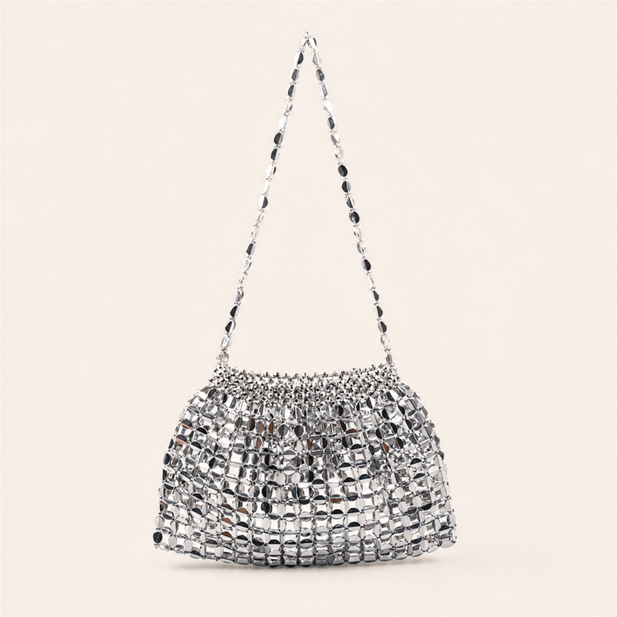 Marelune Aurelia Metallic Beaded Shoulder Bag in Silver - main view 1