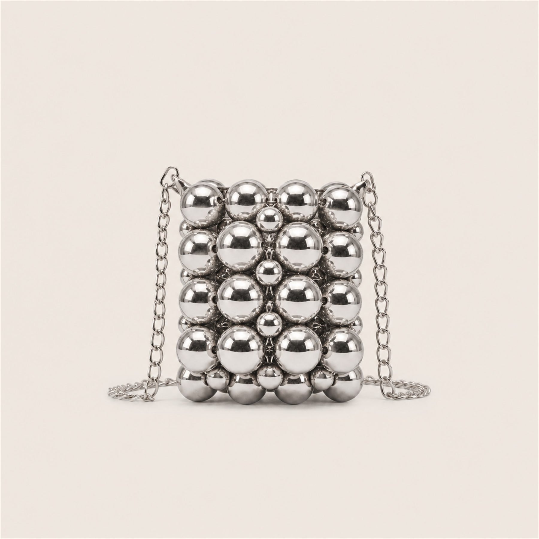Marelune silver beaded mini lipstick bag - AI-assisted draft preview