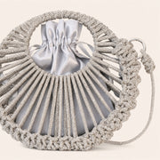Marelune Celeste Round Drawstring Crossbody Bag in Silver Large - detail view 1