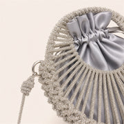 Marelune Celeste Round Drawstring Crossbody Bag in Silver Large - detail view 2