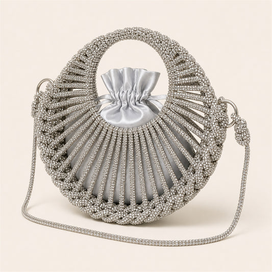 Marelune Celeste Round Drawstring Crossbody Bag in Silver Large - main view 1