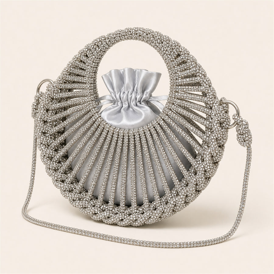 Marelune Celeste Round Drawstring Crossbody Bag in Silver Large - main view 1