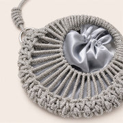 Marelune Celeste Round Drawstring Crossbody Bag in Silver Small - detail view 1