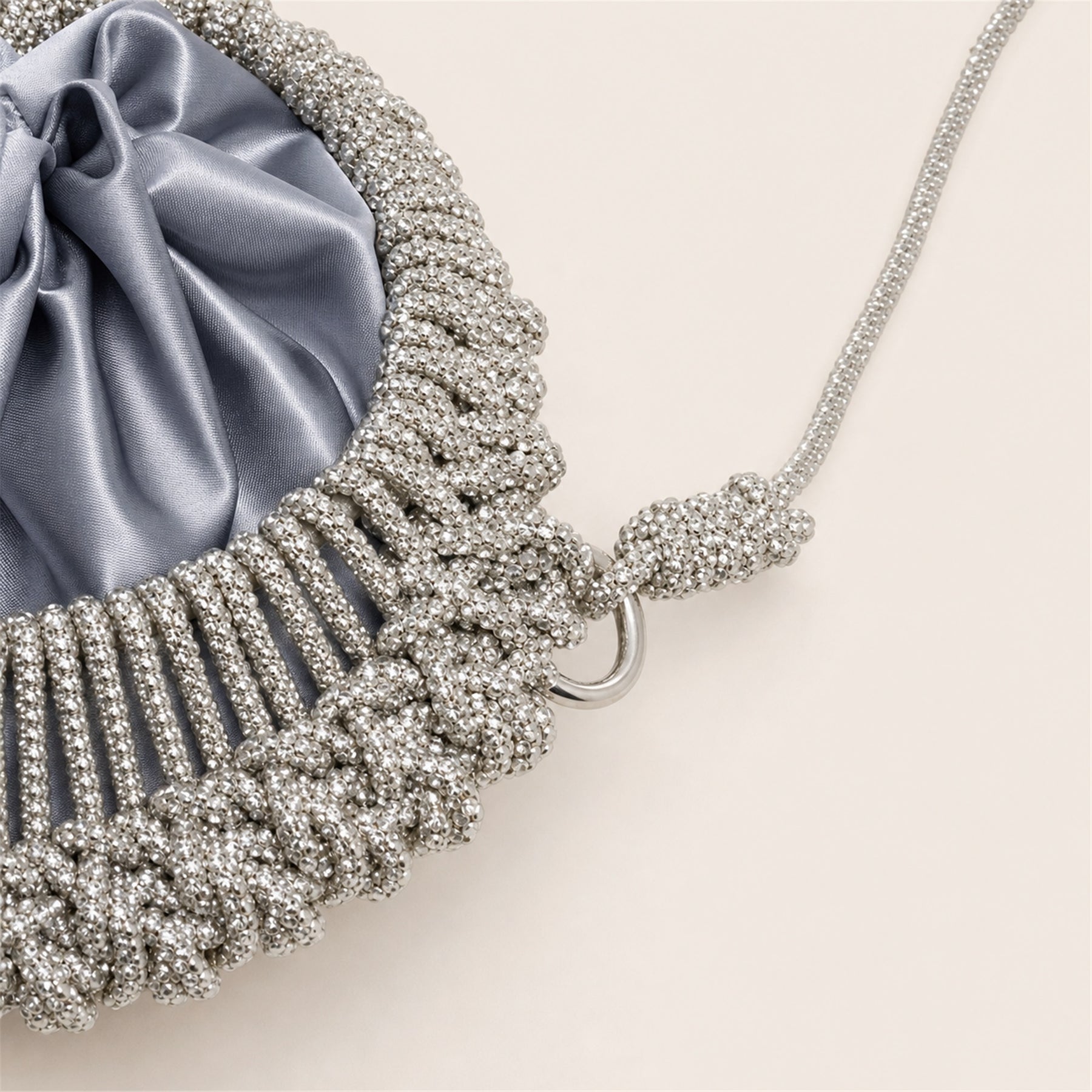 Marelune Celeste Round Drawstring Crossbody Bag in Silver Small - detail view 2