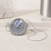 Marelune Celeste Round Drawstring Crossbody Bag in Silver Small - scene view 1