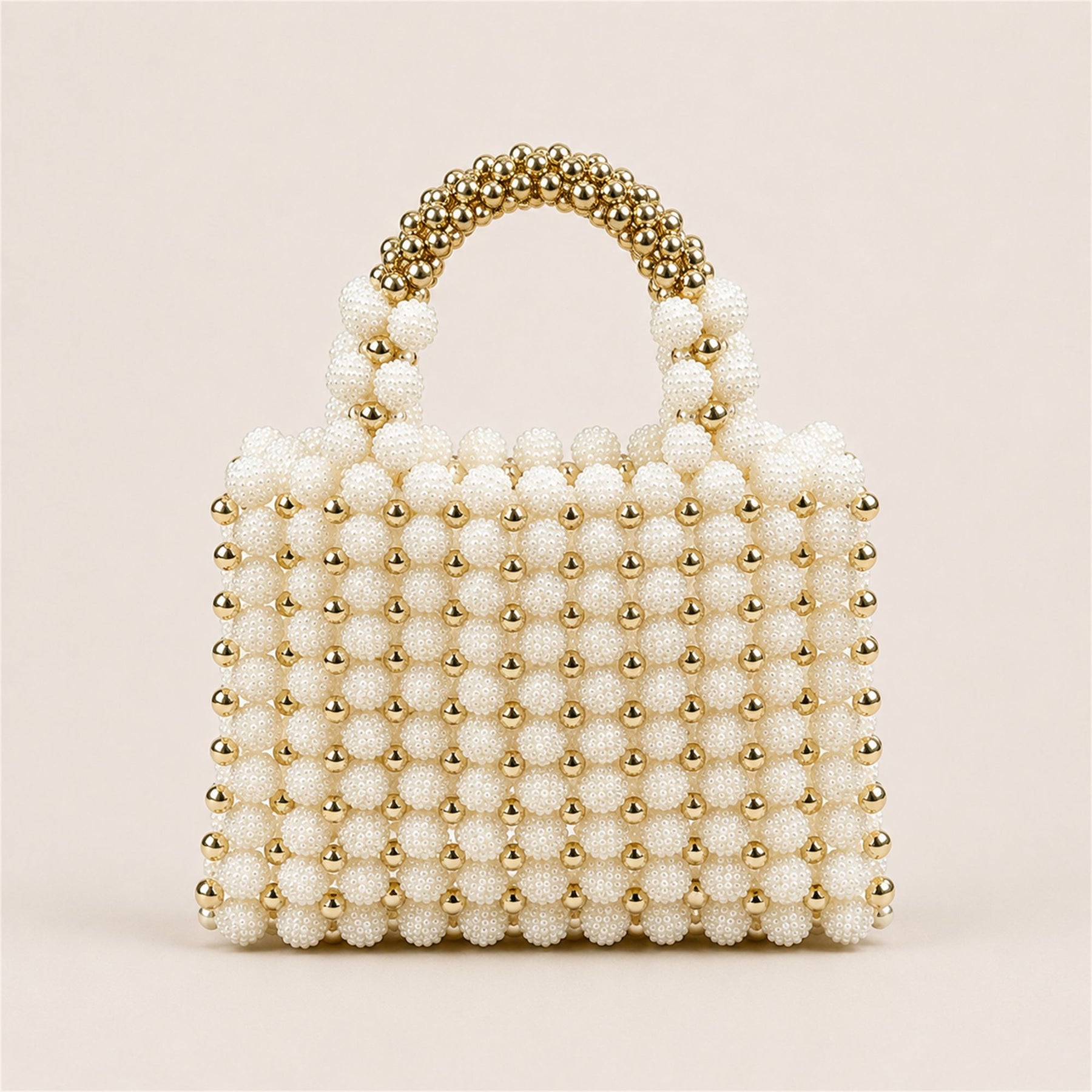 Marelune Floral Beaded Top Handle Bag in Gold - AI-assisted product preview