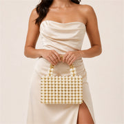 Marelune Floral Beaded Top Handle Bag in Gold - AI-assisted product preview