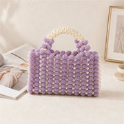 Marelune Floral Beaded Top Handle Bag in Lavender - AI-assisted product preview