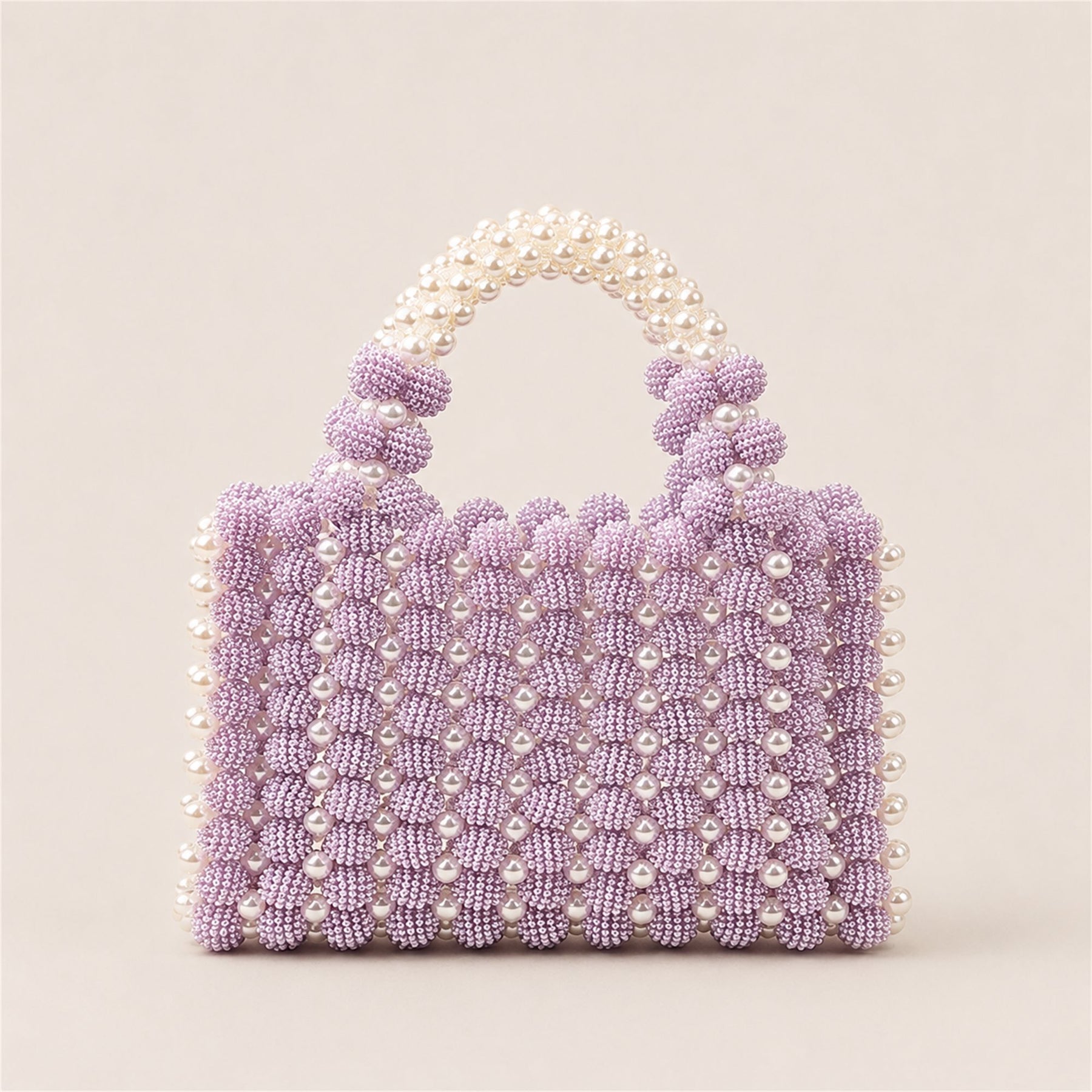 Marelune Floral Beaded Top Handle Bag in Lavender - AI-assisted product preview