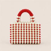 Marelune Floral Beaded Top Handle Bag in Red - AI-assisted product preview