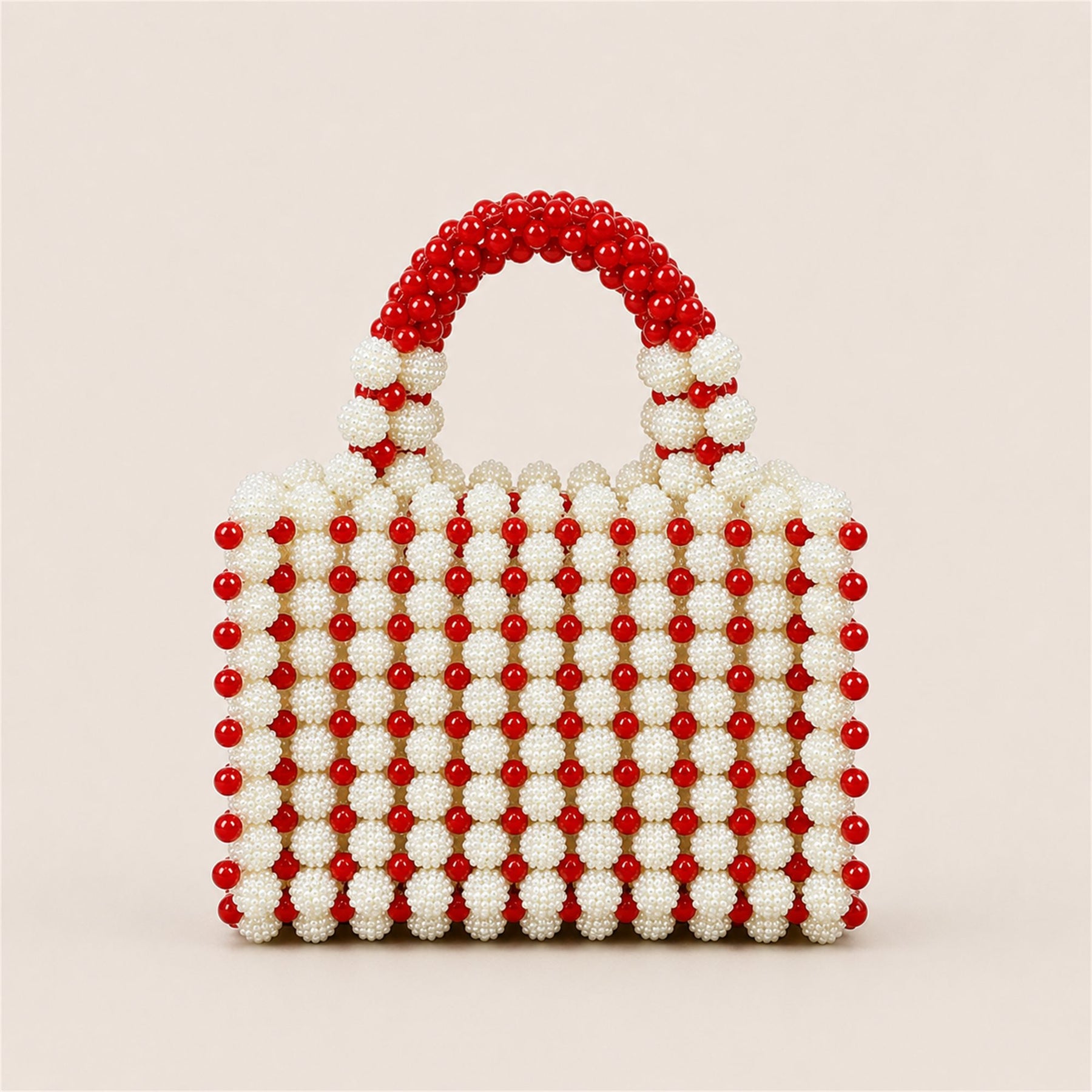 Marelune Floral Beaded Top Handle Bag in Red - AI-assisted product preview
