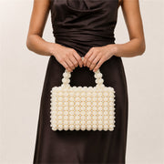 Marelune Floral Beaded Top Handle Bag in White - AI-assisted product preview