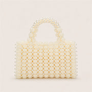 Marelune Floral Beaded Top Handle Bag in White - AI-assisted product preview
