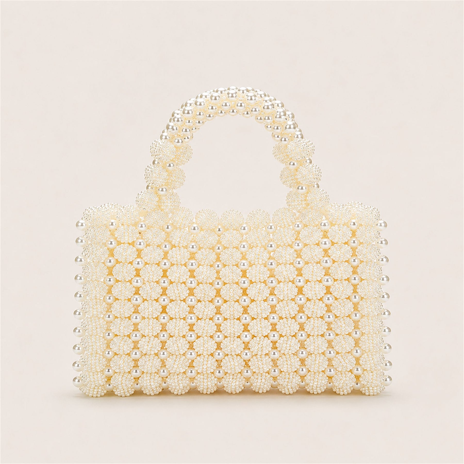 Marelune Floral Beaded Top Handle Bag in White - AI-assisted product preview