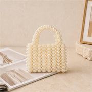 Marelune Floral Beaded Top Handle Bag in White - AI-assisted product preview