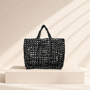 Marelune Mira Open-Weave Wooden Bead Tote in Black - scene view 1