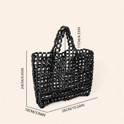 Marelune Mira Open-Weave Wooden Bead Tote in Black - size guide view 1