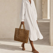 Marelune Mira Open-Weave Wooden Bead Tote in Brown - model view 1