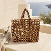 Marelune Mira Open-Weave Wooden Bead Tote in Brown - scene view 1